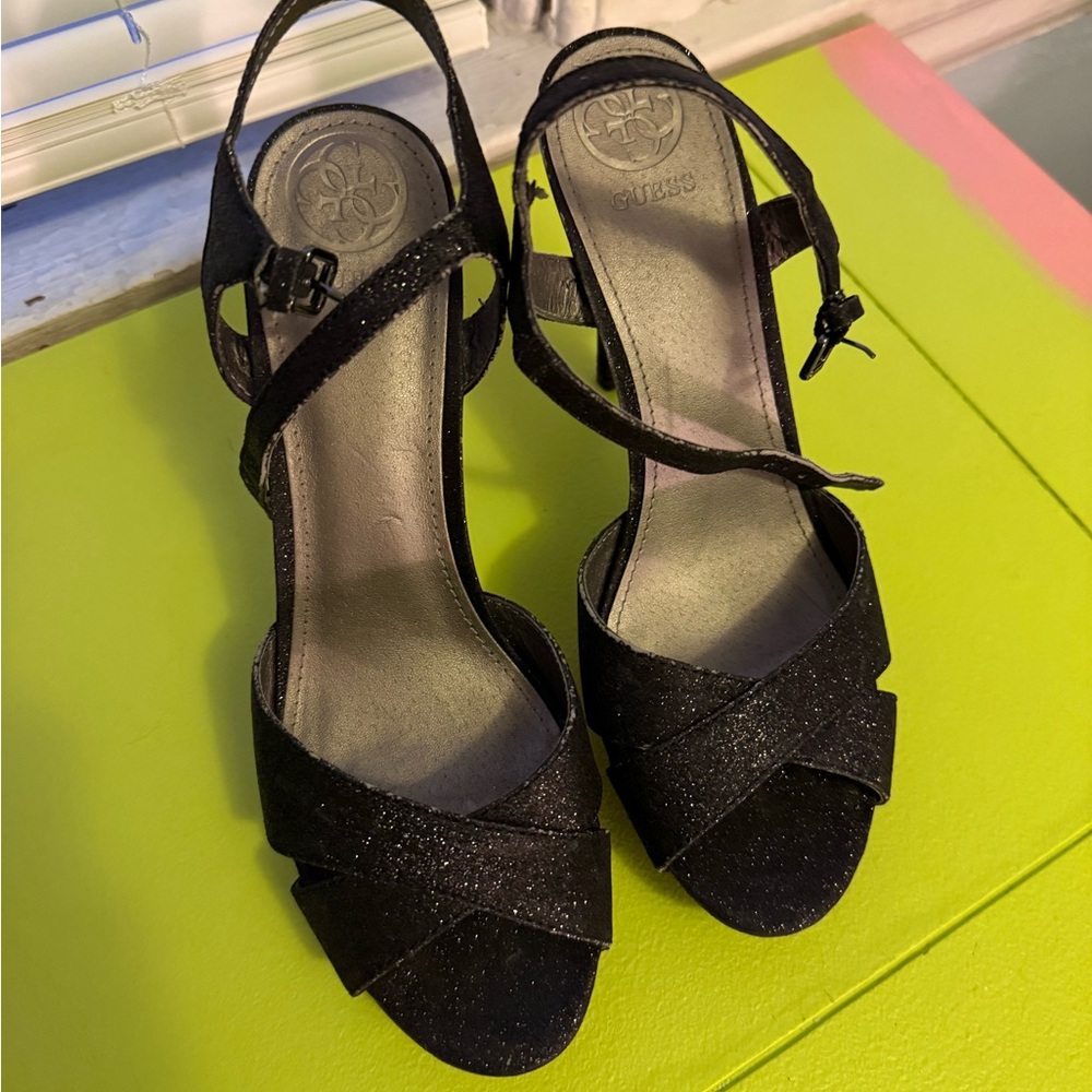 Guess Black Glitter Heels
